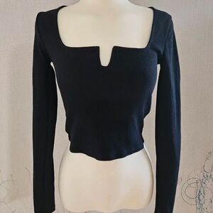 Zara NWT SQUARE NECK long sleeve top